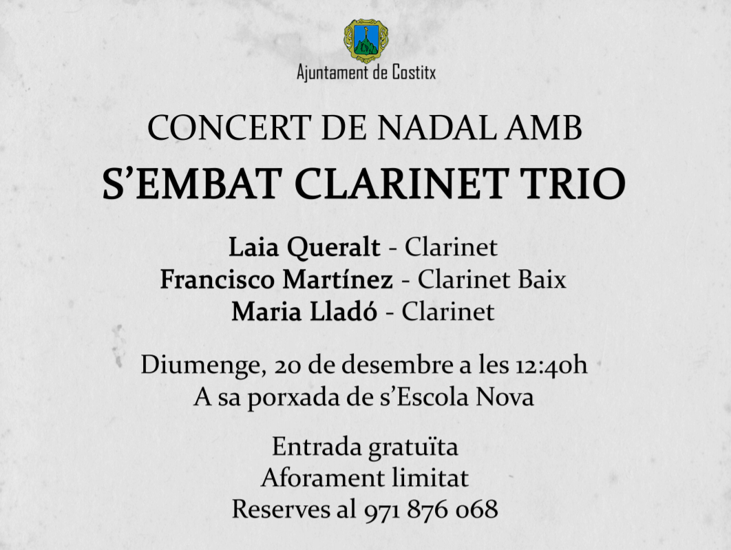 Concert de Nadal amb S'Embat Clarinet Trio
