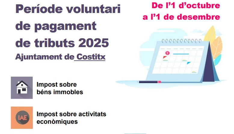 Període voluntari de pagament de tributs 2025